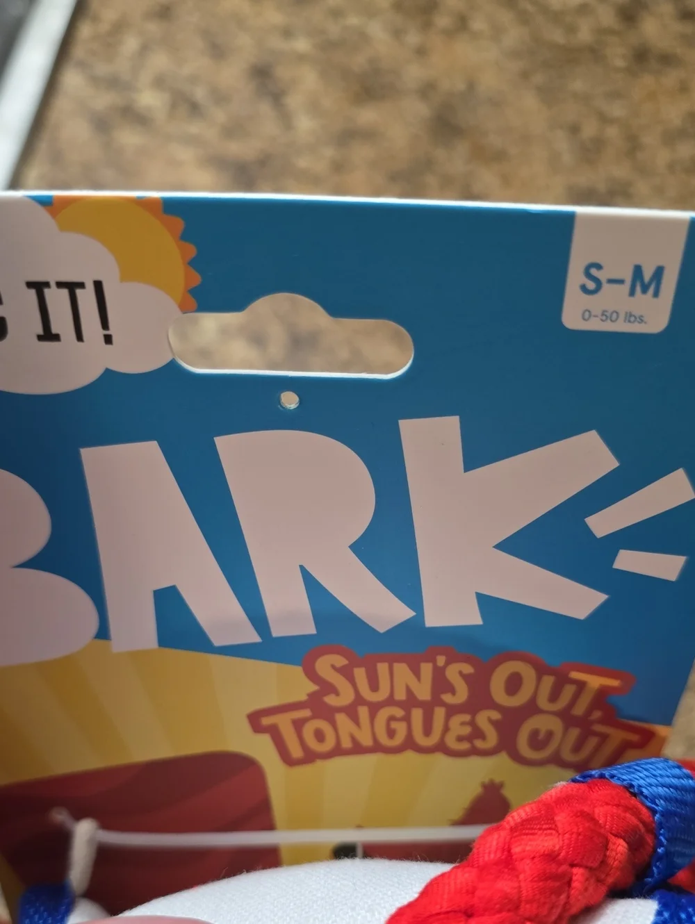 Bark Suns Out Tongues Out Apron Tug Toy in Blue and Red NWT S-M 0-50 Pounds